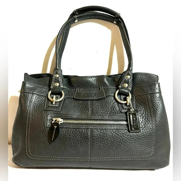 Coach vintage black pebbled leather satchel handbag